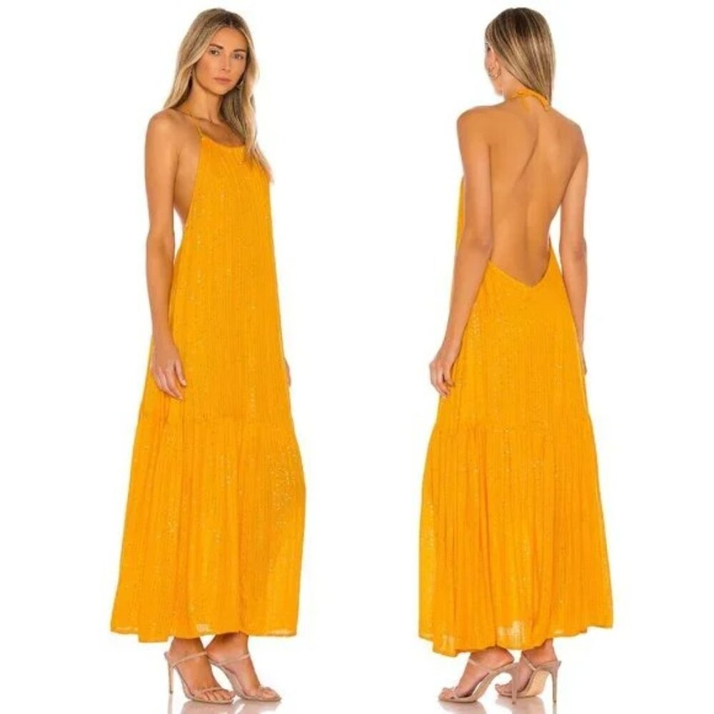 NEW Sundress Zahara Maxi Dress Saint Barth Yellow Orange Medium Large